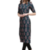 Straight Women Casual Printed Kurti - Black (Crepe Fabric) - Image 2