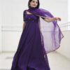 Purple Bandhani Anarkali Dress - Image 2