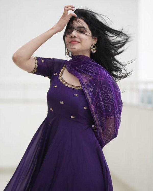 Purple Bandhani Anarkali Dress