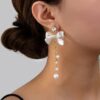 Elegant Bow and Pearl Drop Earrings - Image 4